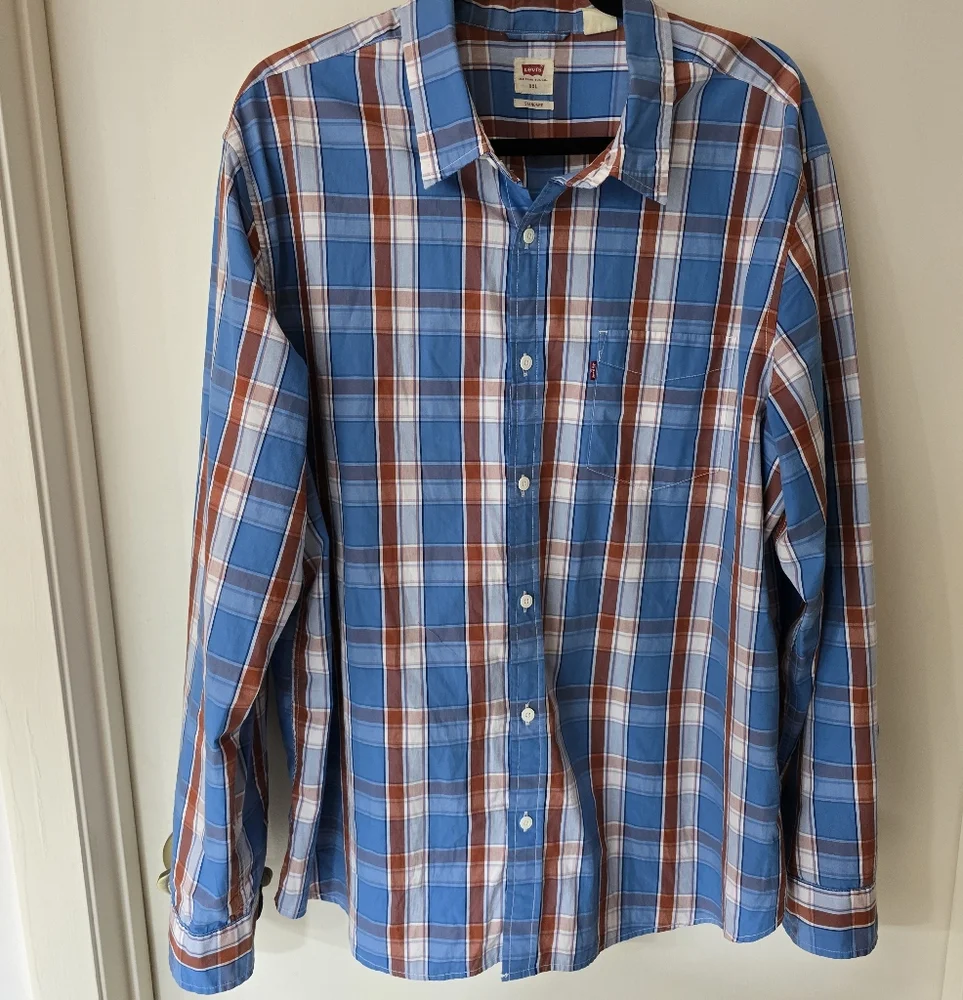Men's Levi's Buttonup Plaid Cotton Shirt XXL